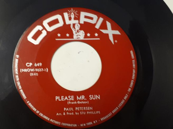 Paul Petersen - Lollipops And Roses / Please Mr. Sun (7", Single, Red) (Very Good Plus (VG+)) - Image 2