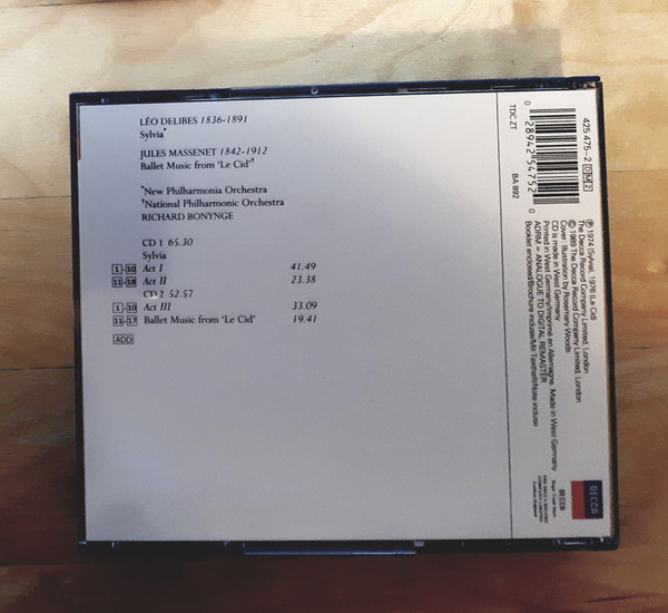 Léo Delibes, Jules Massenet, National Philharmonic Orchestra, New Philharmonia Orchestra, Richard Bonynge - Sylvia / Le Cid (2xCD, Album, Comp, RM) (Near Mint (NM or M-)) - Image 2