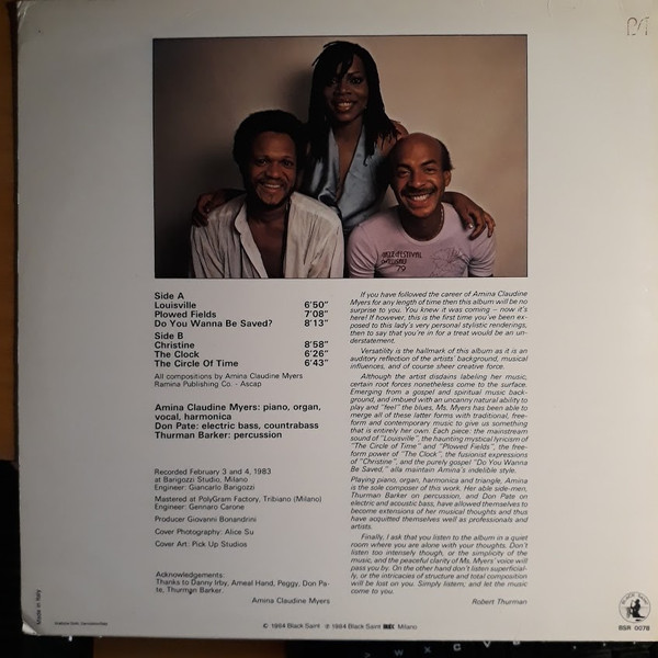 Amina Claudine Myers Trio - The Circle Of Time (LP, Album) (Near Mint (NM or M-)) - Image 2