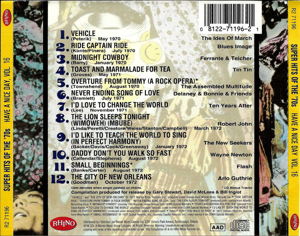 Various - Super Hits Of The '70s - Have A Nice Day, Vol. 16 (CD, Comp) (Near Mint (NM or M-)) - Image 5