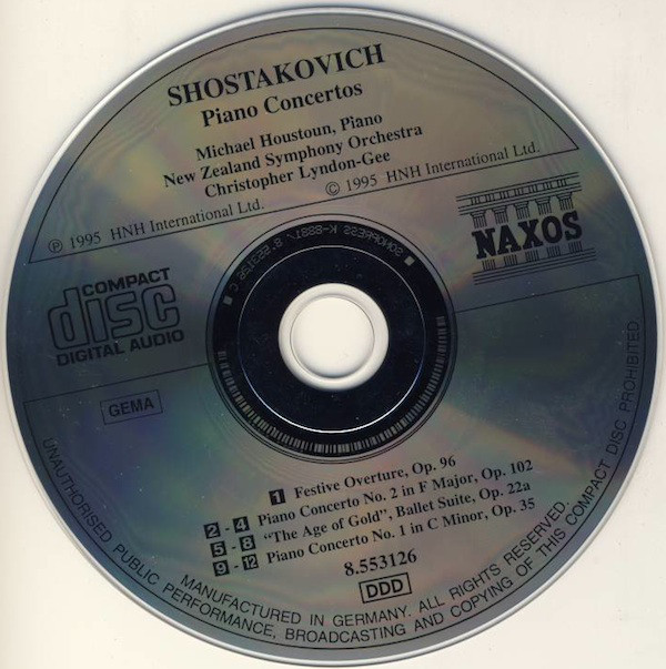 Shostakovich*, Michael Houstoun, New Zealand Symphony Orchestra, Christopher Lyndon-Gee - Piano Concertos Nos. 1 And 2 • Festive Overture • "The Age Of Gold" (CD, Album) (Near Mint (NM or M-)) - Image 3