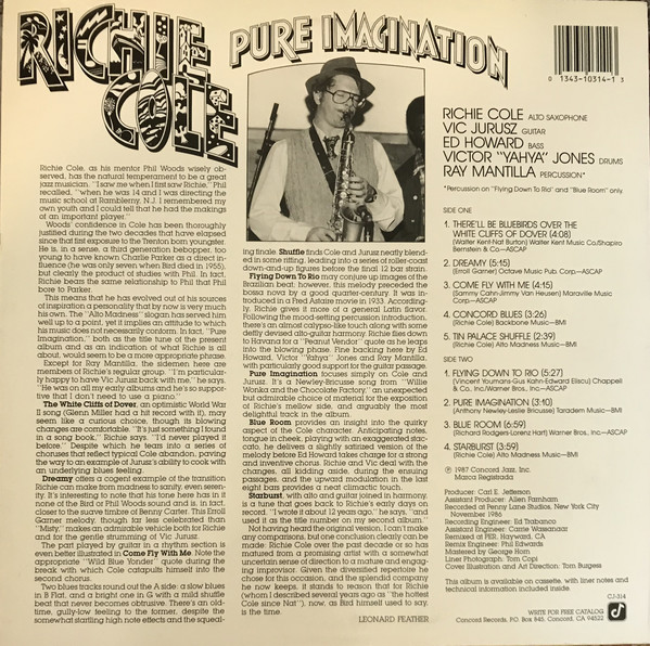 Richie Cole - Pure Imagination (LP, Album) (Very Good Plus (VG+)) - Image 2