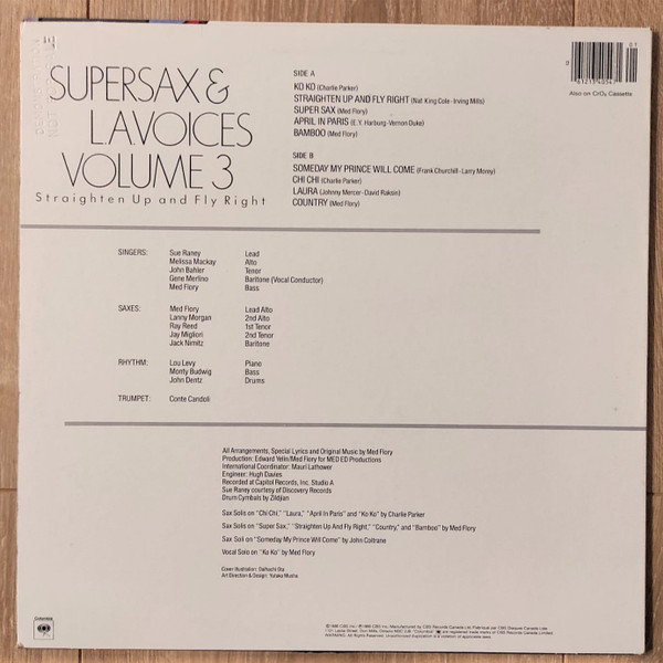 Supersax & L. A. Voices - Supersax & L.A. Voices Volume 3 - Straighten Up And Fly Right (LP, Album) (Very Good Plus (VG+)) - Image 2