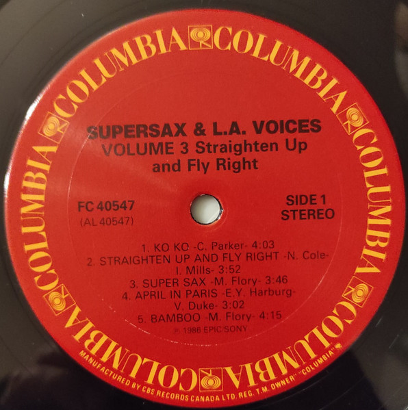 Supersax & L. A. Voices - Supersax & L.A. Voices Volume 3 - Straighten Up And Fly Right (LP, Album) (Very Good Plus (VG+)) - Image 3