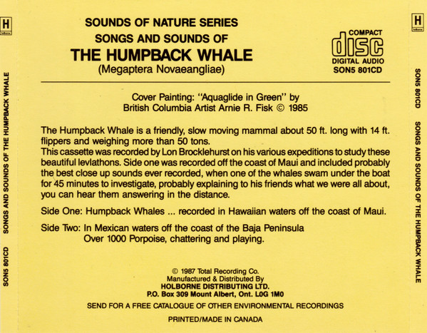 No Artist - Songs And Sounds Of The Humpback Whale (CD, Album) (Near Mint (NM or M-)) - Image 2