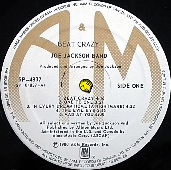 Joe Jackson Band - Beat Crazy (LP, Album) (Mint (M)) - Image 3