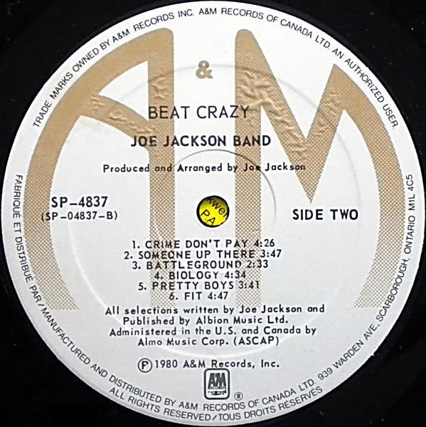 Joe Jackson Band - Beat Crazy (LP, Album) (Mint (M)) - Image 4