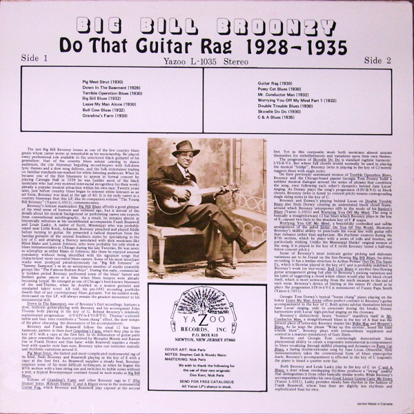 Big Bill Broonzy - Do That Guitar Rag: 1928 - 1935 (LP, Comp, RE) (Very Good Plus (VG+)) - Image 2