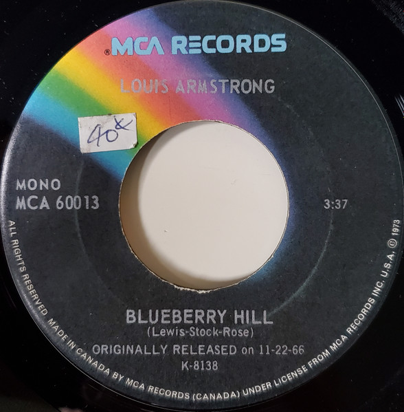 Louis Armstrong - Hello, Dolly! / Blueberry Hill (7", Single, Mono, RE) (Very Good Plus (VG+)) - Image 2