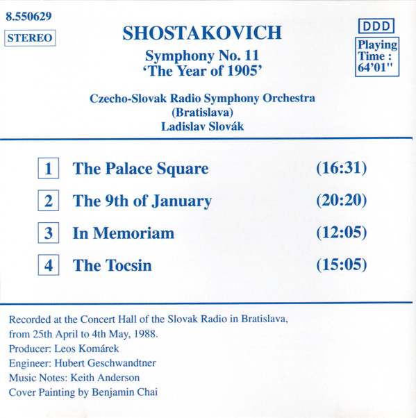 Czecho-Slovak Radio Symphony Orchestra (Bratislava)*, Ladislav Slovák - Shostakovich: Symphony No. 11 'The Year Of 1905' (CD, Album, RE) (Near Mint (NM or M-)) - Image 2