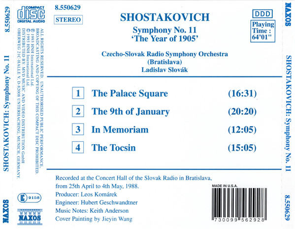 Czecho-Slovak Radio Symphony Orchestra (Bratislava)*, Ladislav Slovák - Shostakovich: Symphony No. 11 'The Year Of 1905' (CD, Album, RE) (Near Mint (NM or M-)) - Image 3