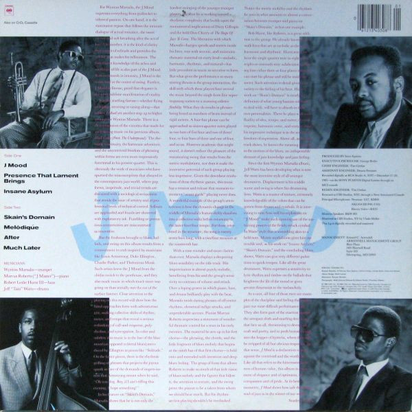 Wynton Marsalis - J Mood (LP, Album) (Very Good Plus (VG+)) - Image 2