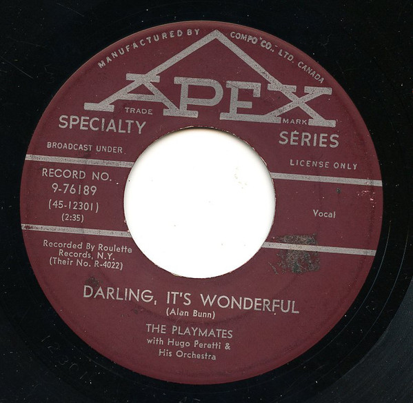 The Playmates - Darling It's Wonderful / Island Girl (7", Single) (Very Good Plus (VG+))