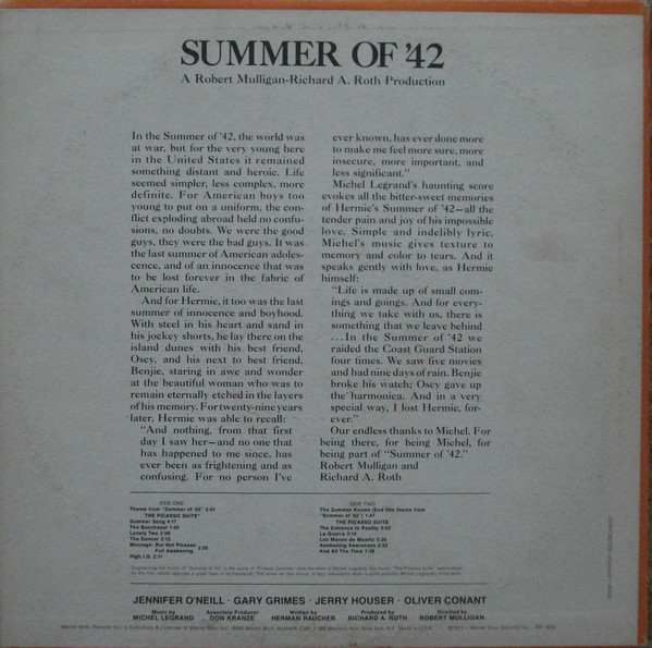 Michel Legrand - Summer Of '42 (LP, Album) (Mint (M)) - Image 2