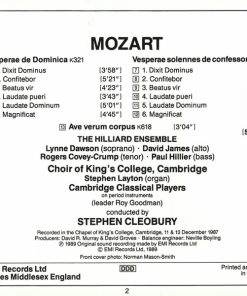 Mozart* – The Hilliard Ensemble, King's College Choir Cambridge*, Cambridge Classical Players, Stephen Cleobury - Vespers (CD, Album) (Near Mint (NM or M-)) - Image 5