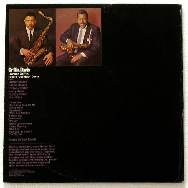 Johnny Griffin / Eddie "Lockjaw" Davis - The Toughest Tenors (2xLP, Comp, RM) (Near Mint (NM or M-)) - Image 2