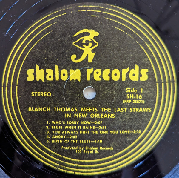 Blanche Thomas Meets The Last Straws (2) - Blanche Thomas Meets The Last Straws In New Orleans (LP, Album, M/Print, Gol) (Very Good Plus (VG+)) - Image 3