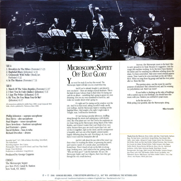 Microscopic Septet - Off Beat Glory (LP, Album) (Near Mint (NM or M-)) - Image 2