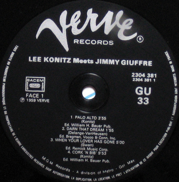 Lee Konitz Meets Jimmy Giuffre - Lee Konitz Meets Jimmy Giuffre (LP, Album, Mono, RE) (Very Good Plus (VG+)) - Image 3