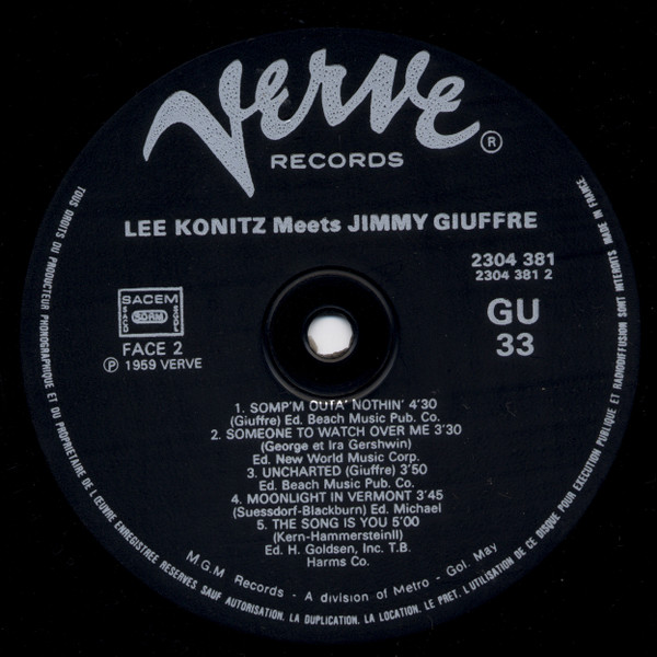 Lee Konitz Meets Jimmy Giuffre - Lee Konitz Meets Jimmy Giuffre (LP, Album, Mono, RE) (Very Good Plus (VG+)) - Image 4