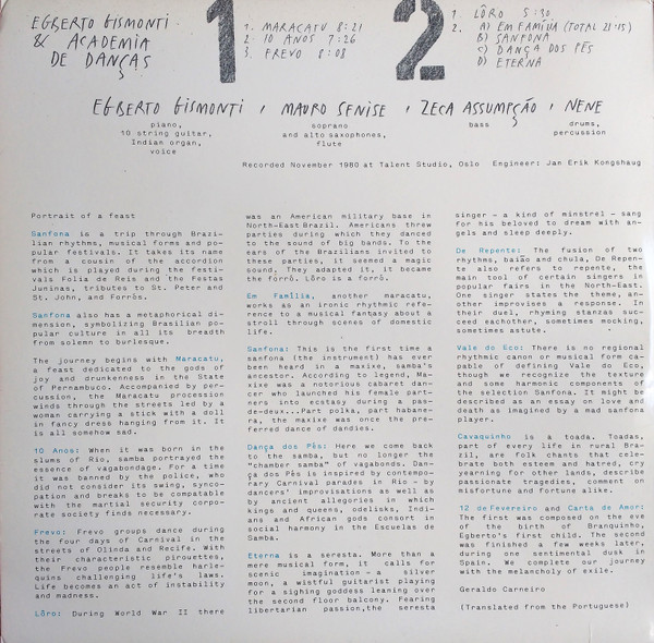 Egberto Gismonti & Academia De Danças - Sanfona (2xLP, Album, Gat) (Very Good Plus (VG+)) - Image 3