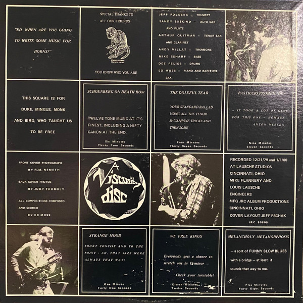 Ed Moss - New Compositions For Seven Improvvisatori (LP, Album) (Near Mint (NM or M-)) - Image 2