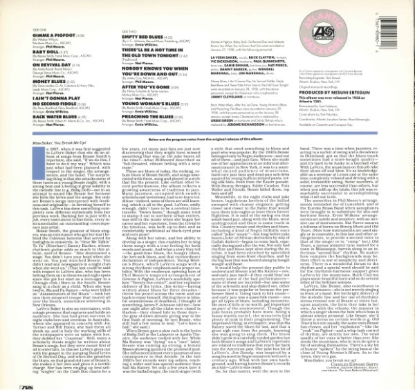 La Vern Baker* - La Vern Baker Sings Bessie Smith (LP, Album, Mono, RE, RM) (Near Mint (NM or M-)) - Image 2