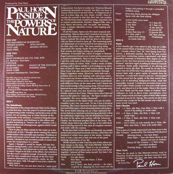 Paul Horn - Inside The Powers Of Nature (LP, Album) (Near Mint (NM or M-)) - Image 2