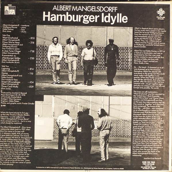 Albert Mangelsdorff - Hamburger Idylle (LP, Album) (Near Mint (NM or M-)) - Image 2