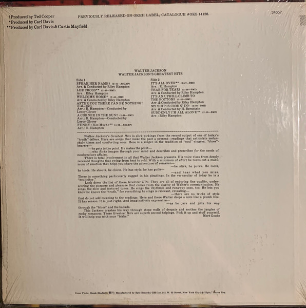 Walter Jackson - Greatest Hits (LP, Comp, RE) (Very Good Plus (VG+)) - Image 2