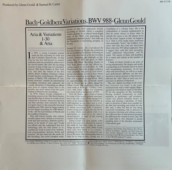 Bach* - Glenn Gould - The Goldberg Variations (CD, Album, RE) (Near Mint (NM or M-)) - Image 4