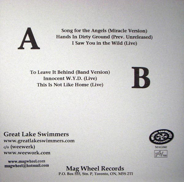Great Lake Swimmers - Hands In Dirty Ground E.P. / Live Recordings (12", EP, Ltd, Num) (Very Good Plus (VG+)) - Image 2