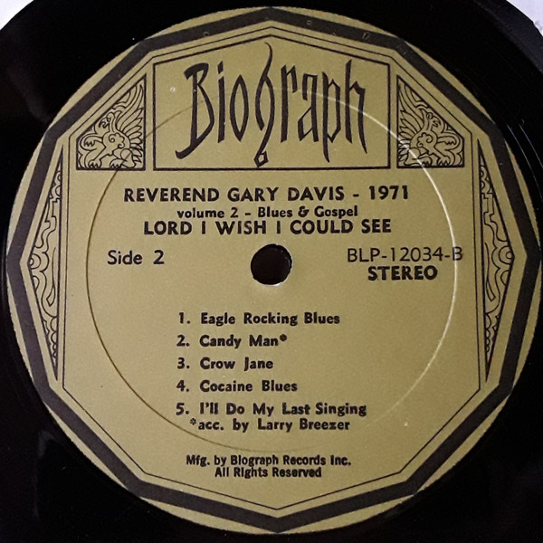Rev. Gary Davis - Volume 2 - 1971 / Lord I Wish I Could See (LP, Album) (Very Good Plus (VG+)) - Image 4