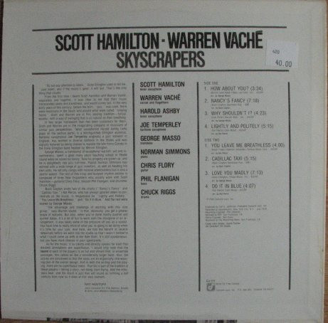 Scott Hamilton - Warren Vaché - Skyscrapers (LP, Album) (Near Mint (NM or M-)) - Image 2