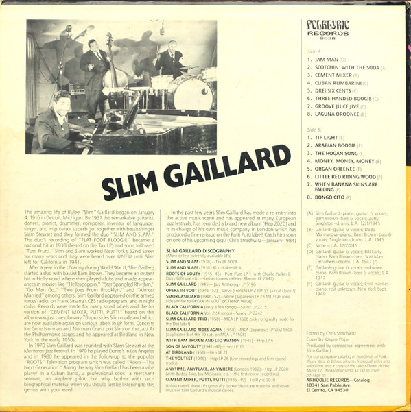 Slim Gaillard - Cement Mixer Put-Ti Put-Ti (LP, Album, Comp) (Very Good Plus (VG+)) - Image 2