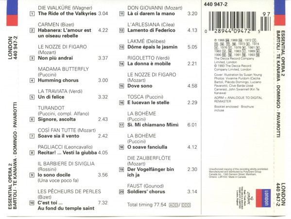 Luciano Pavarotti ∙ Kiri Te Kanawa ∙ Placido Domingo ∙ Cecilia Bartoli ∙ José Carreras ∙ Joan Sutherland - Essential Opera 2 (CD, Comp) (Near Mint (NM or M-)) - Image 2