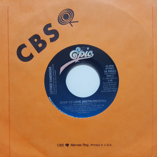 Luther Vandross - Stop To Love (7", Single) (Very Good Plus (VG+)) - Image 2