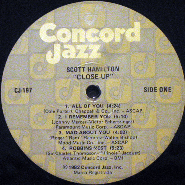 Scott Hamilton - Close Up (LP, Album) (Near Mint (NM or M-)) - Image 2
