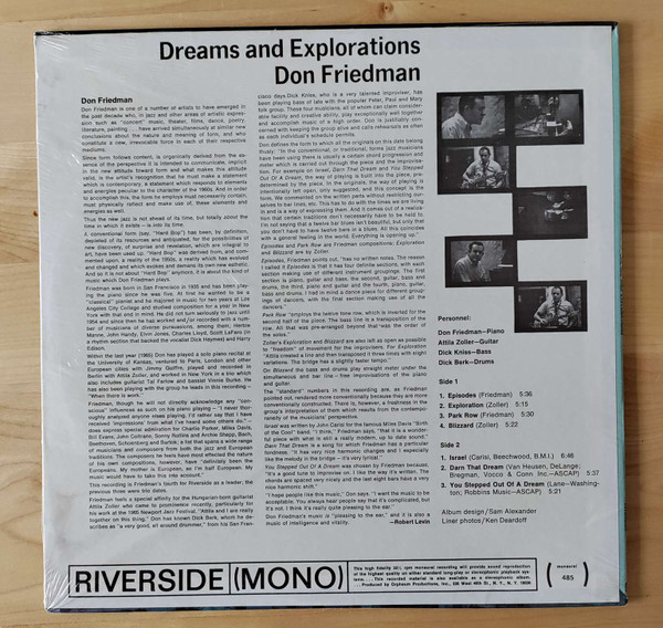 Don Friedman Quartet Featuring Attila Zoller - Dreams And Explorations (LP, Album) (Very Good Plus (VG+)) - Image 2