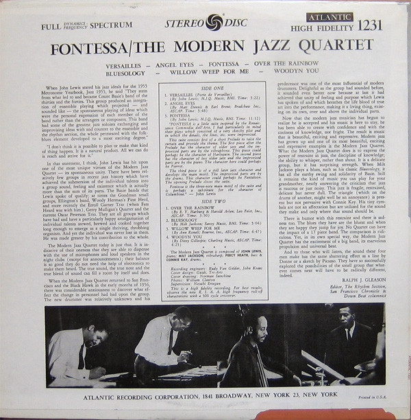 The Modern Jazz Quartet - Fontessa (LP, Album, RP) (Very Good Plus (VG+)) - Image 2