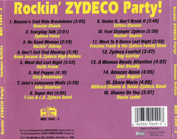 Various - Rockin' Zydeco Party! (CD, Comp) (Near Mint (NM or M-)) - Image 3