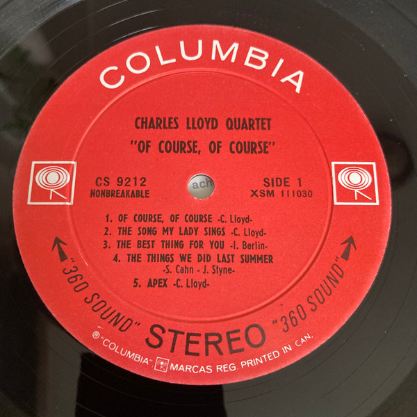 The Charles Lloyd Quartet - Of Course / Of Course (LP, Album) (Very Good (VG)) - Image 3