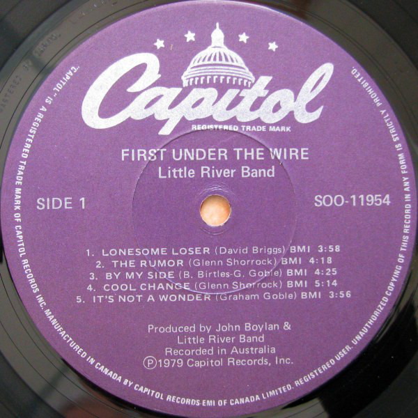 Little River Band - First Under The Wire (LP, Album) (Mint (M)) - Image 3