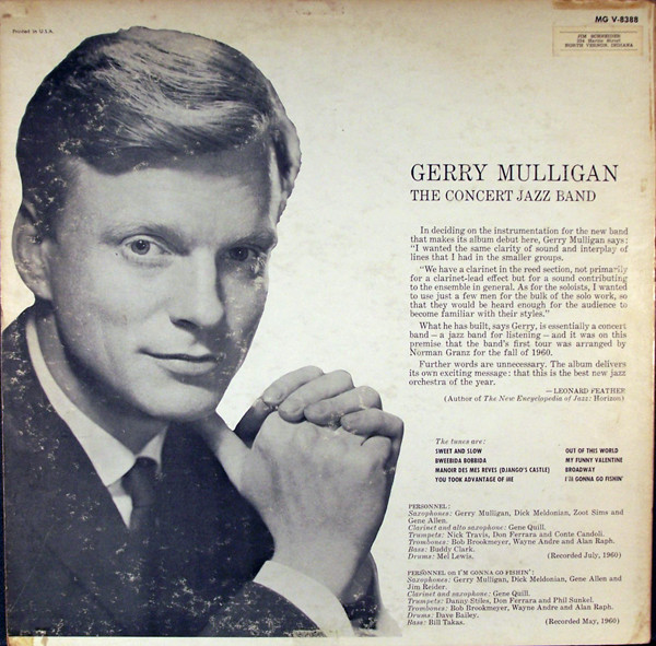 Gerry Mulligan - The Concert Jazz Band (LP, Album, Mono) (Very Good Plus (VG+)) - Image 2