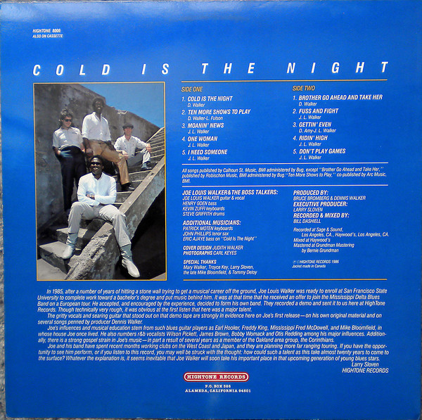 Joe Louis Walker - Cold Is The Night (LP, Album, Rai) (Very Good (VG)) - Image 2