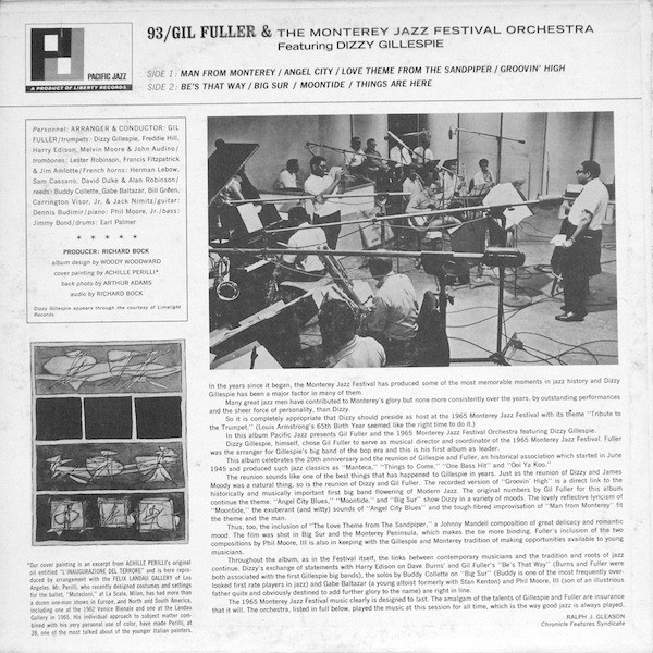 Gil Fuller & The Monterey Jazz Festival Orchestra Featuring Dizzy Gillespie - Gil Fuller & The Monterey Jazz Festival Orchestra Featuring Dizzy Gillespie (LP, Album, Mono, Res) (Very Good Plus (VG+)) - Image 2