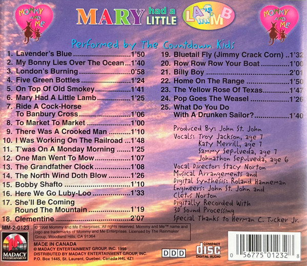 The Countdown Kids - Mary Had A Little Lamb (CD, Comp) (Near Mint (NM or M-)) - Image 2