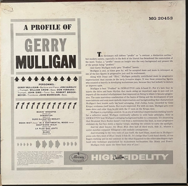 Gerry Mulligan - A Profile Of Gerry Mulligan (LP, Album, Mono, RE) (Near Mint (NM or M-)) - Image 2