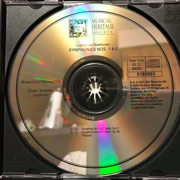 Ludwig van Beethoven, Minnesota Orchestra, Osmo Vänskä - Symphonies Nos. 1 & 6 (CD, Club, RE) (Mint (M)) - Image 3