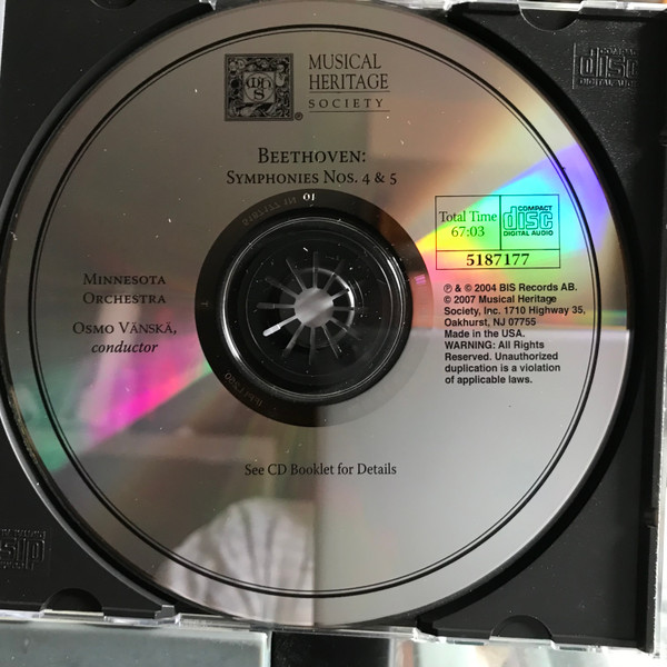 Ludwig van Beethoven, Minnesota Orchestra, Osmo Vänskä - Symphonies Nos. 4 & 5 (CD, Club, RE) (Mint (M)) - Image 3